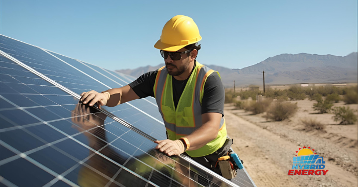 latino solar engineer counting panels